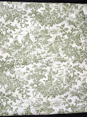 Vintage Green Cotton Toile French Provencial Country Cottage Print Fabric 5 Yard