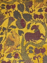 Vtg Chenille Upholstery Fabric Renaissance Medieval Style Animals/Bird-2 3/8×48”