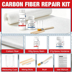 Carbon Fiber Repair Kit, Carbon Fiber Kit, 8″ Twill Carbon Fiber Cloth, 100G Epo