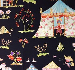 RPBC003 Toile Asia Tropical India Tent Elephants Palm Tree Cotton Quilt Fabric