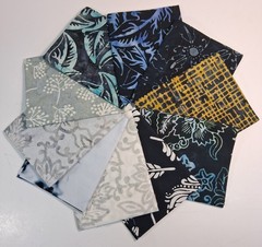 Benartex 10 Fat Quarters Bundle Triple Dyed Balis Bali Blenders Gray/Black Batik