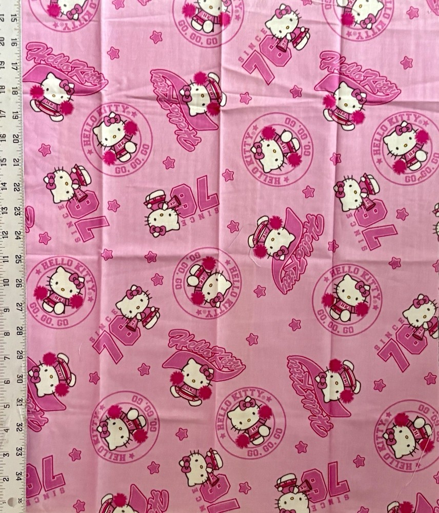 VTG Hello Kitty Sanrio Cheerleader on Pink – 18.5” x 22” Piece
