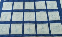 Maywood Summertime Fabric Panel Blue Americana Cottagecore Cheater Blocks 27″x45