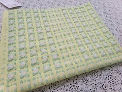 Phantom Rosebud Vintage Chenille Bedspread Fabric Yellow White 20×24″ Piece