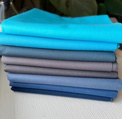 8 Pack 1/2 Yard Fabric Lot Cotton Fabric 4 Yards Total Blue Solid Colors
