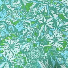 Lilly Pulitzer Cotton Poplin Fabric Botanical Green Safari Sangria 36″ X 57″