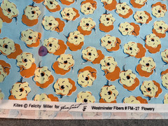 Felicity Miller cotton fabric Kites, flowery Fabric 7/8 yd blue cheddar