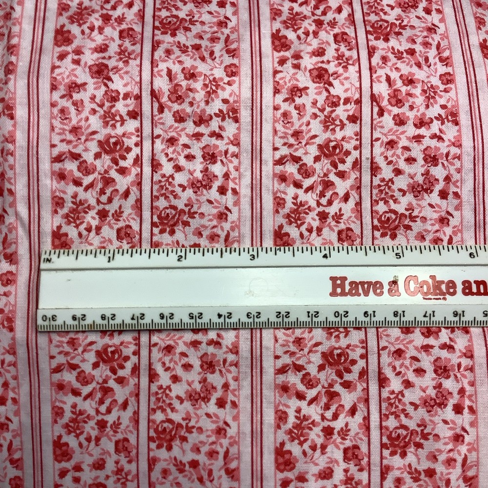 1 Yard & 4” X 44” Pink Florals And Stripe Cotton Cotton Blend Fabric
