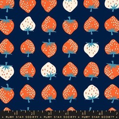 1/4 Yard 9×42 Ruby Star Society “Strawberry” Navy Quilt Cotton