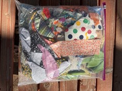 Bag of scrap cotton pieces of various fabrics, Qulting, Over 1 pound