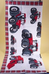 Vtg 1999 Spring Industries Case Applique Red Tractors 34″ x 42″