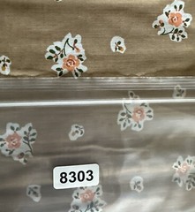 Vtg Cotton Floral Fabric Orange Marigold Plants on White & Tan W45”xL3.7Yards