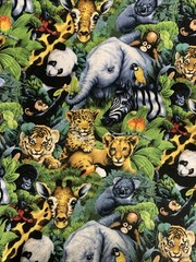 1.3 Yards Cotton Fabric – David Textiles Wildlife Baby Jungle Animals Packed