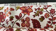 Waverly Floral Fabric Cotton Ivory Brick Red Green Black Heavy 54.5″ x 48″