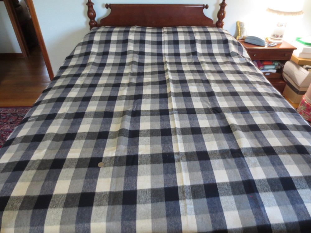 3822. BLUE/GRAY Cotton or Cotton Blend BRUSHED PLAID FABRIC – 64″ x 2 yds.