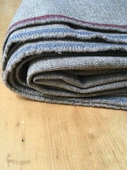Vintage Heavy Tweed Upholstery Fabric Linen Cotton Blend Striped Selvage 5.5 Yds