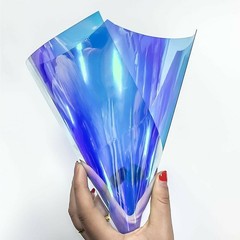 Roll Of Iridescent Holographic Clear Transparent PVC Fabric Vinyl Film for 2