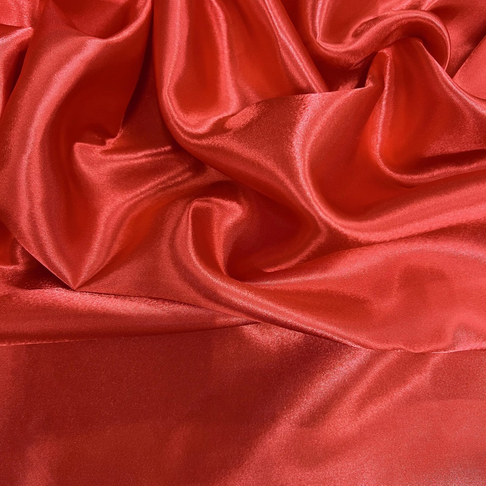 Mara SCARLET RED Polyester Charmeuse Satin Fabric by the Yard for Bridal Dresse