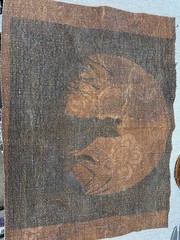 Black Cat Under the Moon Linen Fabric Panel | Primitive Folk Art | 12×17 Inch