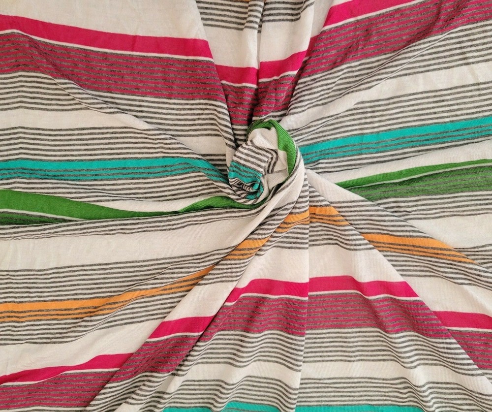 Multicolor Stripes Yarn Dye Cotton Fabric Jersey Knit By Yard 120GSM 6/21 #2