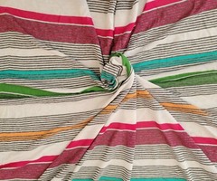 Multicolor Stripes Yarn Dye Cotton Fabric Jersey Knit By Yard 120GSM 6/21 #2