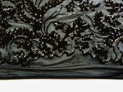 Erin BLACK Flowers and Leaves Sequins on Mesh Lace Fabric by the Yard – 10063