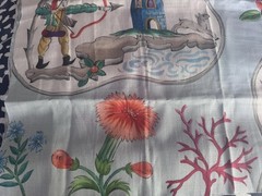 Clarence House Jeux Chinois Fabric in Robin Egg Blue Remnants- 2 Pieces