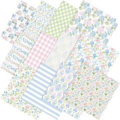 12 Pcs Spring Hydrangea Floral Cotton Fabric Bundles 18 X 22 Inch