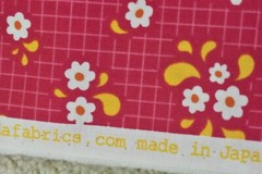 By 1/2 Yd, Yellow & White Floral on Hot-Pink, Moda, Prairie Grass, Japan, B1687