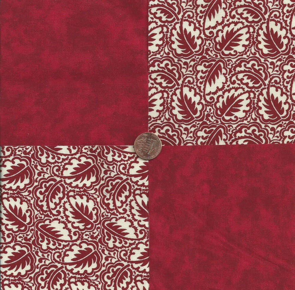 Leaves Dark Red Solid 100% Cotton Fabric Quilt Square Blocks kit EU