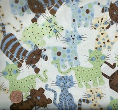 Funky kitties kittens cats blue fabric