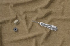 Unstitched Khaki 14 OZ Denim Fabric | 98% Cotton, 2% Lycra | 310 GSM | 150 cm