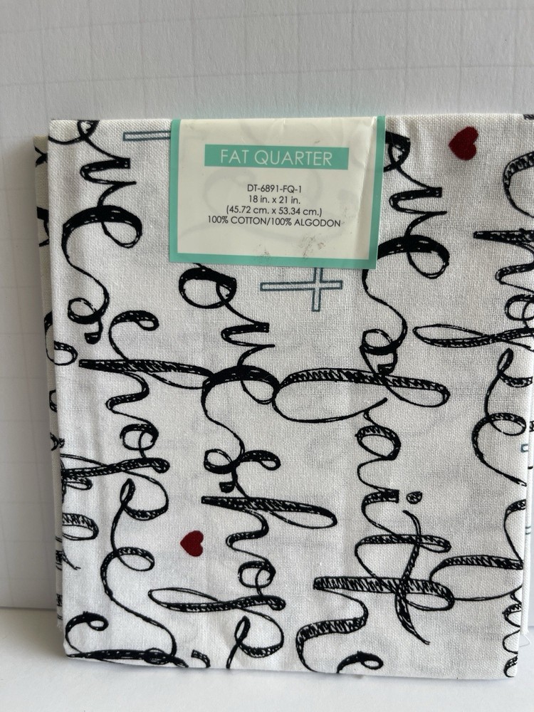 Fat Quarter – Faith Hope Love Bible Verse 18″ x 21″ Precut Cotton Fabric M203.15