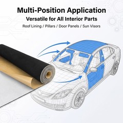 Black Suede Headliner w Adhesive Backing For Car/Truck Roof Replace 11.8″×60″