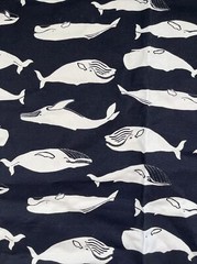 Birch Fabrics Whales Orcas Remnant 27 x 45″ Inkwell by Jay-Cyn Black + White