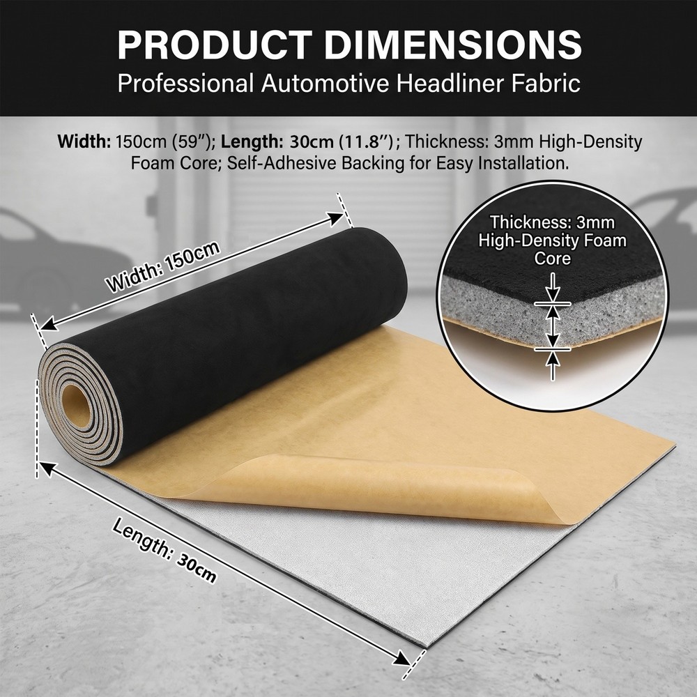 Self-Adhesive Black Suede Headliner Fabric Material for Car Auto Headliner&Trim