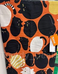 Ikea LAKEMALVA Pre-cut Fabric Orange, Cat Print for Cushions, Curtains 59×118″