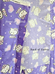 Sanrio Hello Kitty Purple Charmeuse fabric 1.9yd Vintage with pink & white NOS