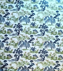 4 Yards Premier Prints Meadow-Slub Linen White Printed Drapery Fabric in Bermuda