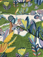 Thibaut F945009 Albero Green and Blue Cotton Chintz Fabric 5 Yards