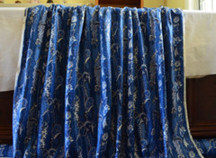 18 Yards Avail/ 100% Cotton/ Medium Weight Twill/ Cobalt Blue and White Stripe