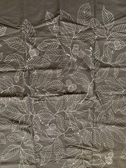 2004 IKEA Maria Astrom Gray Brown White Leaves Upholster Fabric 2 Yards x 58″