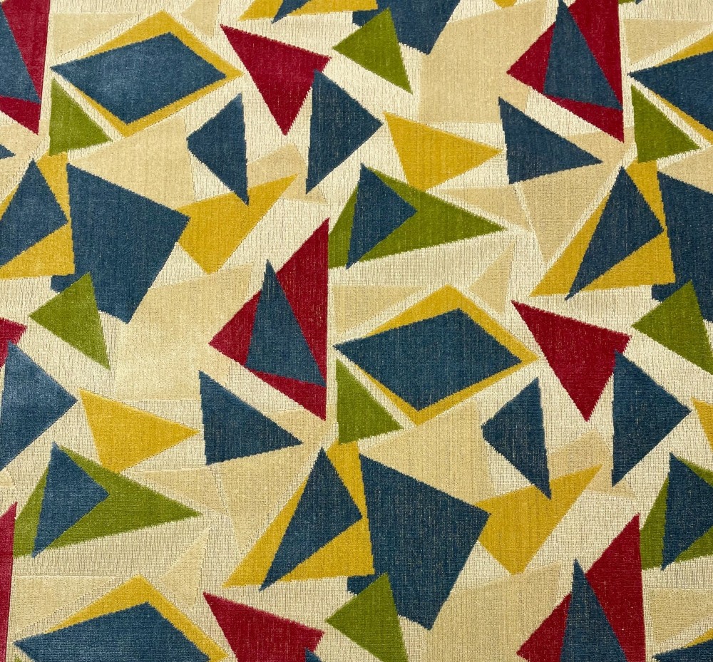 CLARENCE HOUSE MURANO MULTI ART DECO GEO MODERN LINEN VELVET FABRIC BY YARD 50″W
