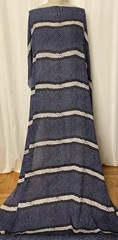 100% Silk Georgette Blue Snakeskin & Border Stripe Fabric By The Yard 46 ” Wide