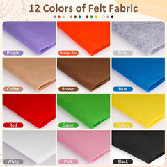 12 Rolls 8″X35″(20.5X90Cm) 1.4Mm Thick Soft Felt Fabric Sheet 12 Assorted Colors