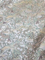 Asian Pattern Jacquard Brocade Fabric By The Yard Sage Beige For Dress Upholster