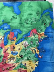 Fabric Traditions Map of the USA 2001 Cotton Fabric Panel Craft Sewing 35 x 44″