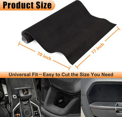 Black Suede Fabric Wrap for Car Interior, 17In X 70In Self Adhesive Microfiber