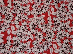 Red, Black, White, Abstract Floral Cotton Stretch Sateen – WHOLE LAST PIECE!