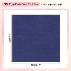 35Pcs 4″ x 4″ Solid Color Cotton Fabric Bundles Precut Fabric Square, Blue Grey